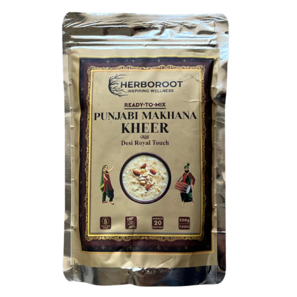 Healthy makhana kheer made with fox nuts, dry fruits, cane sugar and other natural ingredients by HerboRoot