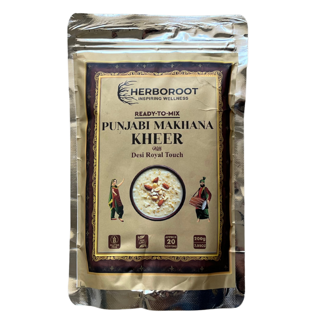 Healthy makhana kheer made with fox nuts, dry fruits, cane sugar and other natural ingredients by HerboRoot